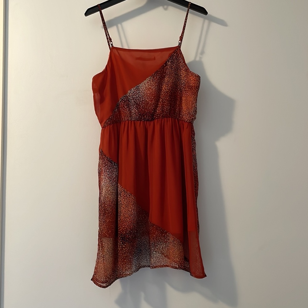 Orange Patterned Mini Dress - Picture 2 of 3